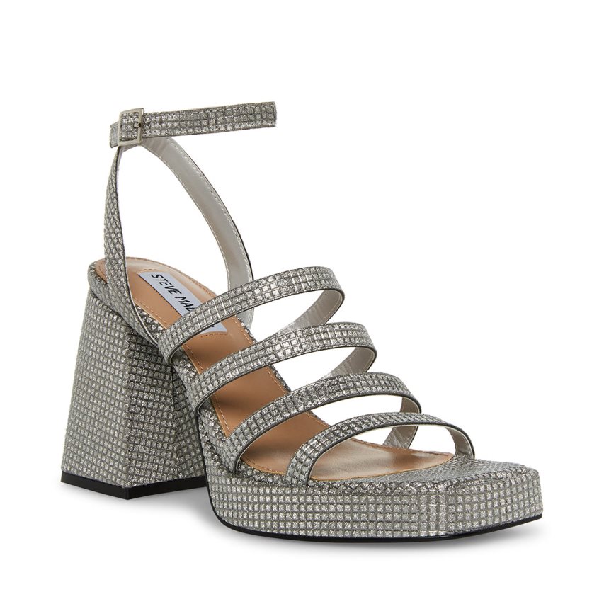 σανδαλια με τακουνι γυναικεια Steve Madden Marilyn ασημι | GR-86O1PLO