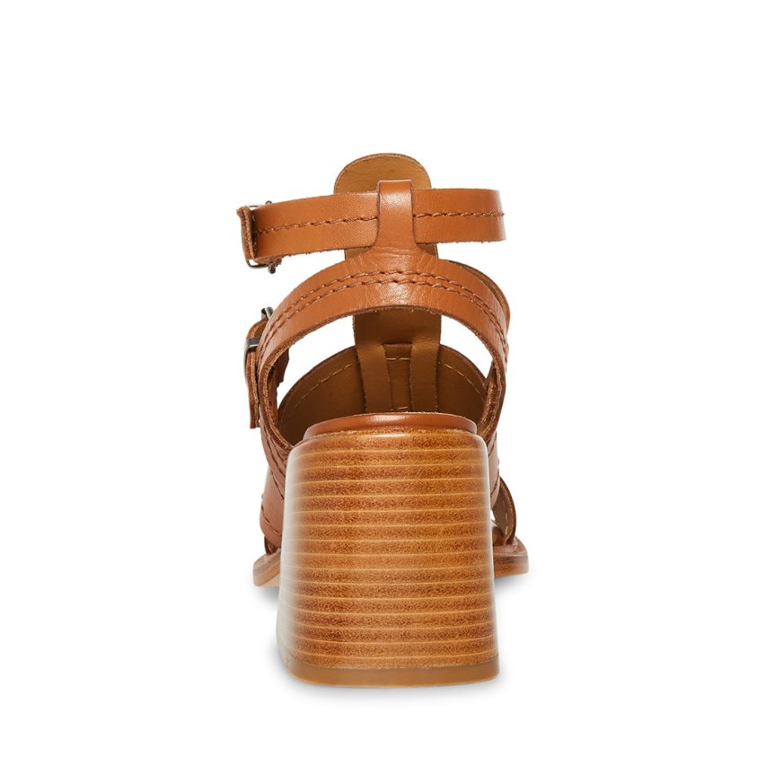 σανδαλια με τακουνι γυναικεια Steve Madden Angelene δερματινα καφε | GR-893OHZA