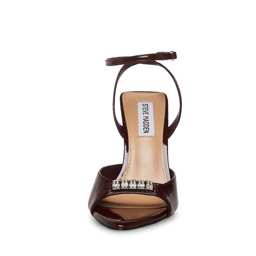 σανδαλια με τακουνι γυναικεια Steve Madden Prize λουστρινι μπορντο | GR-896OSRE