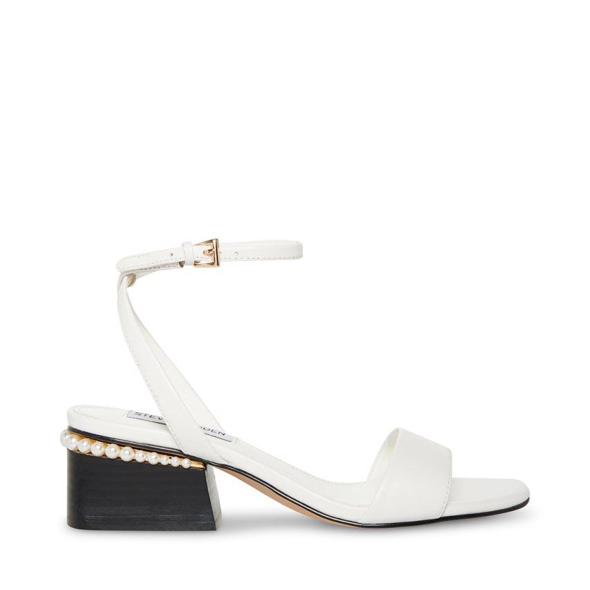σανδαλια με τακουνι γυναικεια Steve Madden Nora δερματινα ασπρα | GR-9541GXQ