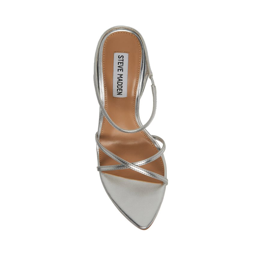 σανδαλια με τακουνι γυναικεια Steve Madden Stunner ασημι | GR-9625WUO