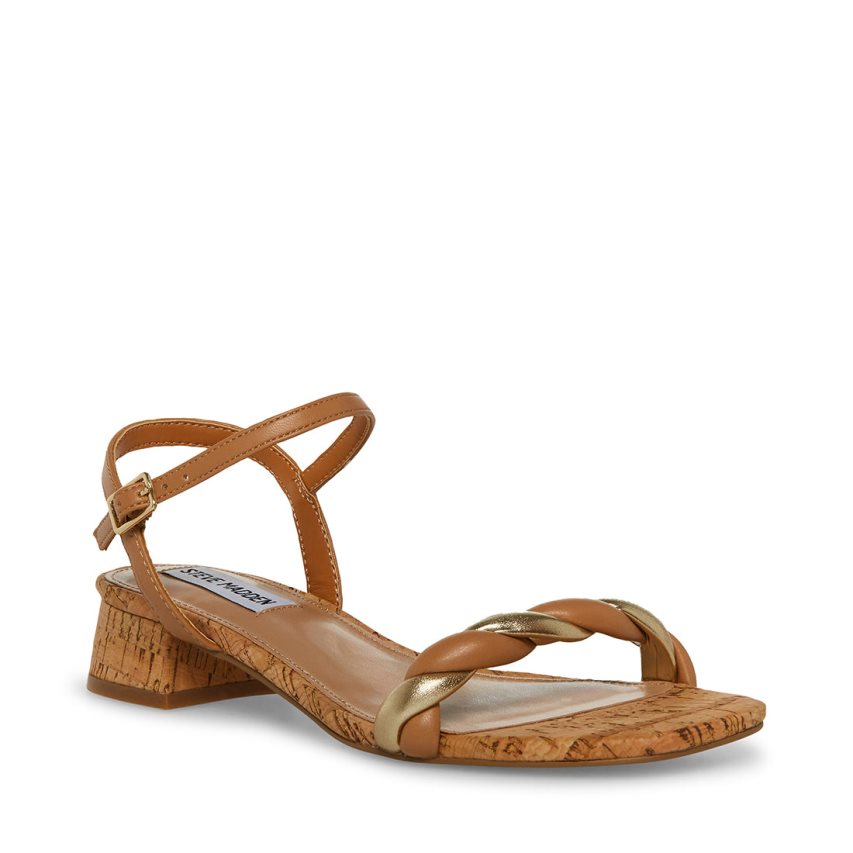 σανδαλια με τακουνι γυναικεια Steve Madden Magnetic Natural καφε | GR-9861YEP