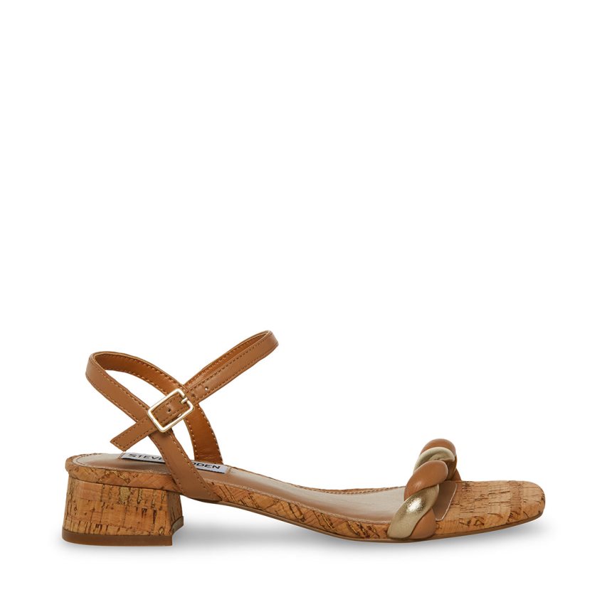σανδαλια με τακουνι γυναικεια Steve Madden Magnetic Natural καφε | GR-9861YEP