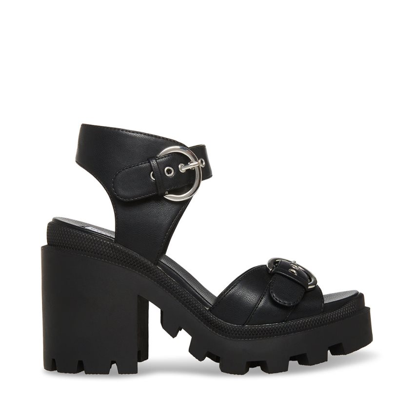 σανδαλια με τακουνι γυναικεια Steve Madden Costal μαυρα | GR-9O47LPY