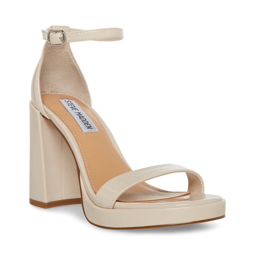 σανδαλια με τακουνι γυναικεια Steve Madden Susan λουστρινι Μπεζ | GR-O415UTH