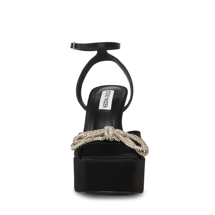σανδαλια με τακουνι γυναικεια Steve Madden Vice Satin μαυρα | GR-O628BKX