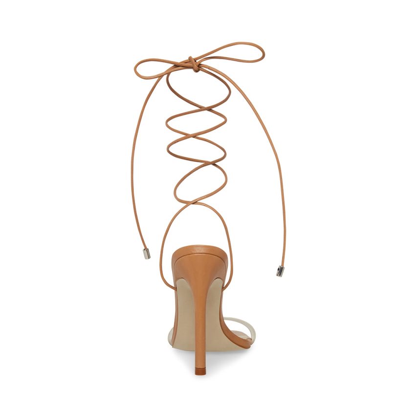 σανδαλια με τακουνι γυναικεια Steve Madden Eliza δερματινα καφε | GR-O674WYU