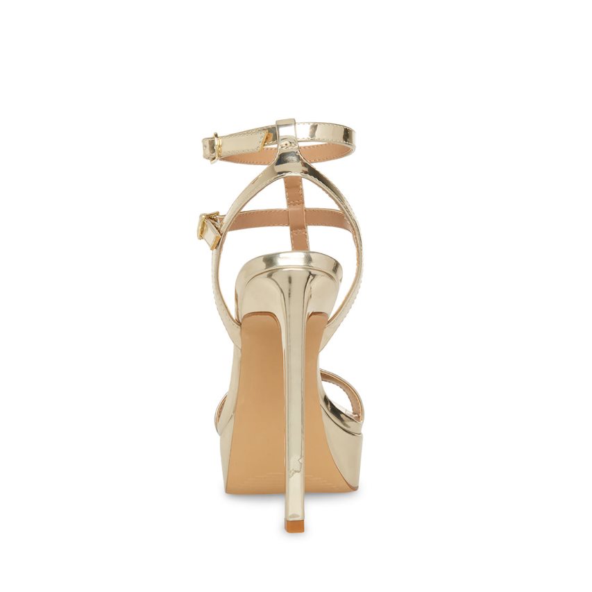σανδαλια με τακουνι γυναικεια Steve Madden Selma χρυσο χρωμα | GR-O694VIB
