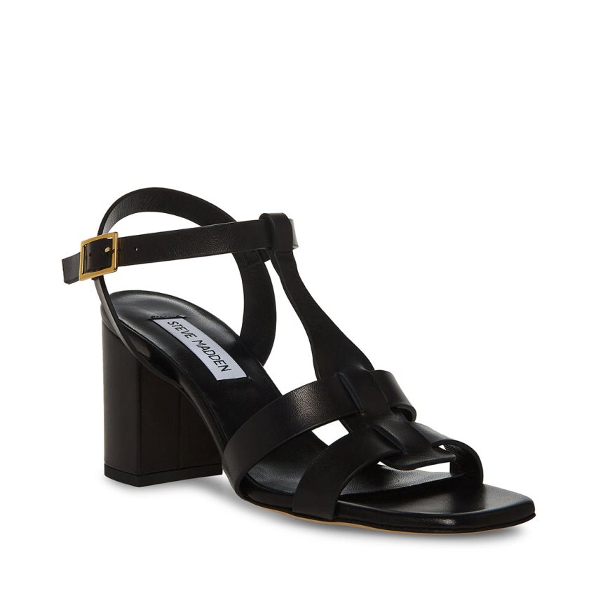 σανδαλια με τακουνι γυναικεια Steve Madden Waverly δερματινα μαυρα | GR-O793IOM