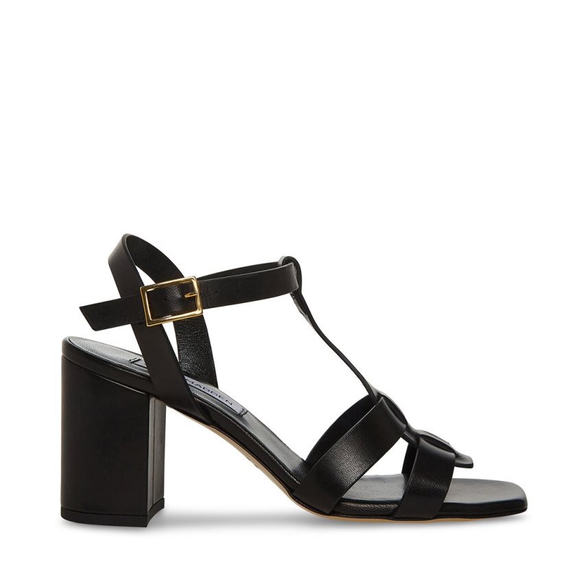 σανδαλια με τακουνι γυναικεια Steve Madden Waverly δερματινα μαυρα | GR-O793IOM