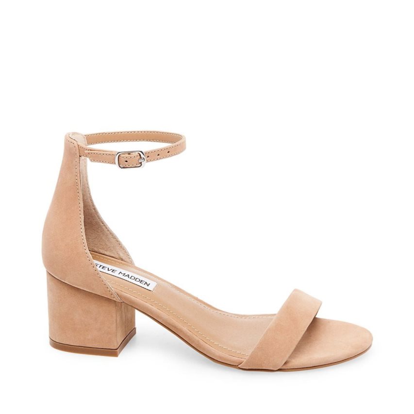 σανδαλια με τακουνι γυναικεια Steve Madden Ireneew Nubuck Μπεζ | GR-O876WHE