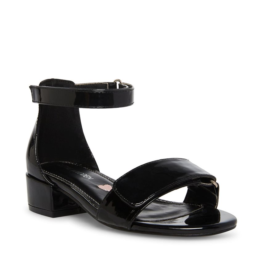 σανδαλια με τακουνι παιδικα Steve Madden Airenne λουστρινι μαυρα | GR-O746GRS