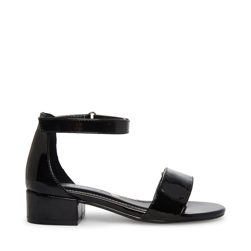 σανδαλια με τακουνι παιδικα Steve Madden Airenne λουστρινι μαυρα | GR-O746GRS