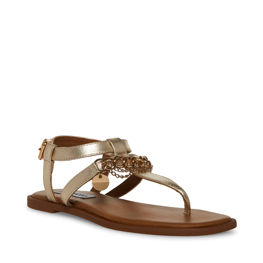 φλατ πεδιλα γυναικεια Steve Madden Azalia δερματινα χρυσο χρωμα | GR-51O6SDZ