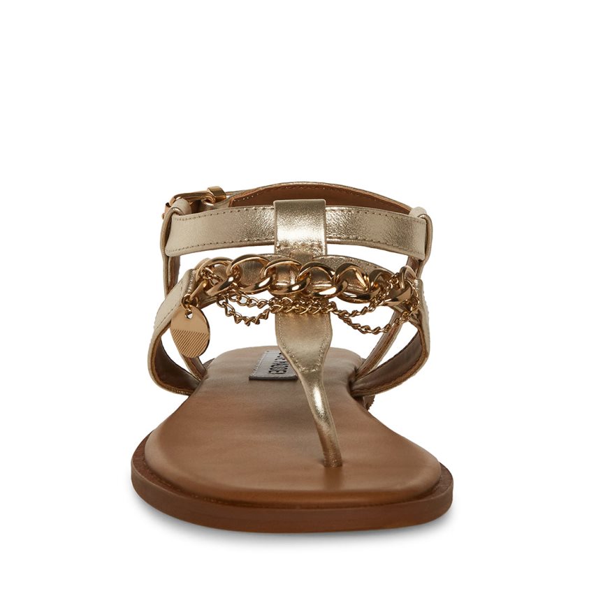 φλατ πεδιλα γυναικεια Steve Madden Azalia δερματινα χρυσο χρωμα | GR-51O6SDZ