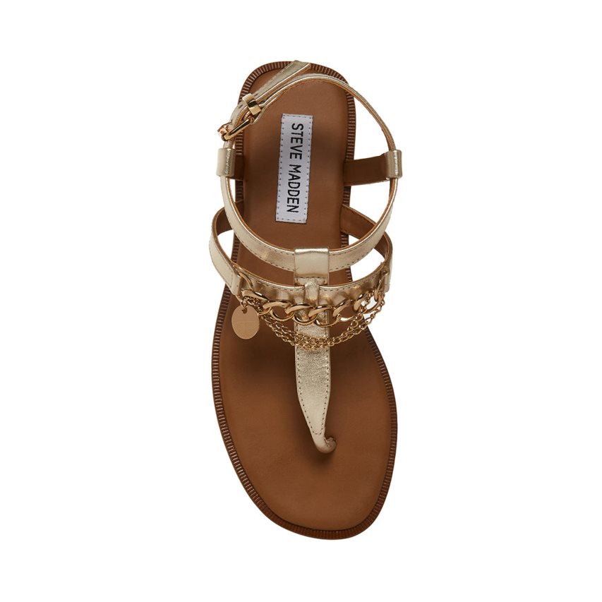 φλατ πεδιλα γυναικεια Steve Madden Azalia δερματινα χρυσο χρωμα | GR-51O6SDZ