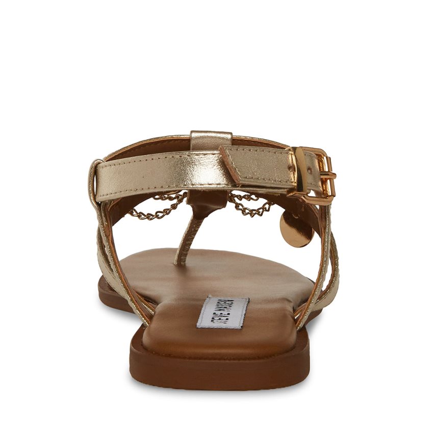 φλατ πεδιλα γυναικεια Steve Madden Azalia δερματινα χρυσο χρωμα | GR-51O6SDZ