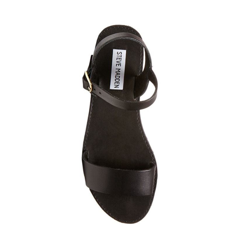 φλατ πεδιλα γυναικεια Steve Madden Donddi δερματινα μαυρα | GR-93O1MDW