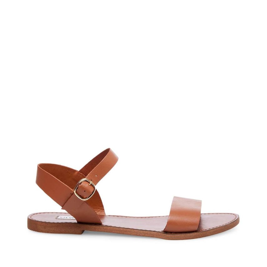 φλατ πεδιλα γυναικεια Steve Madden Donddi δερματινα καφε | GR-O896JVA