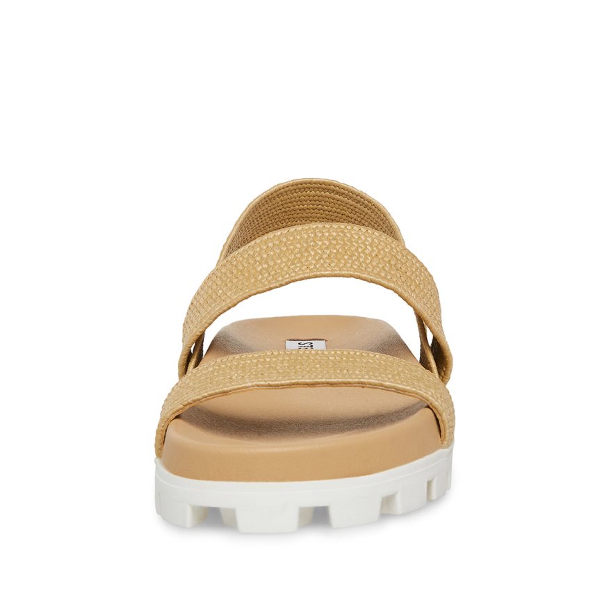 φλατ πεδιλα γυναικεια Steve Madden Landmark Raffia καφε | GR-O718OPB
