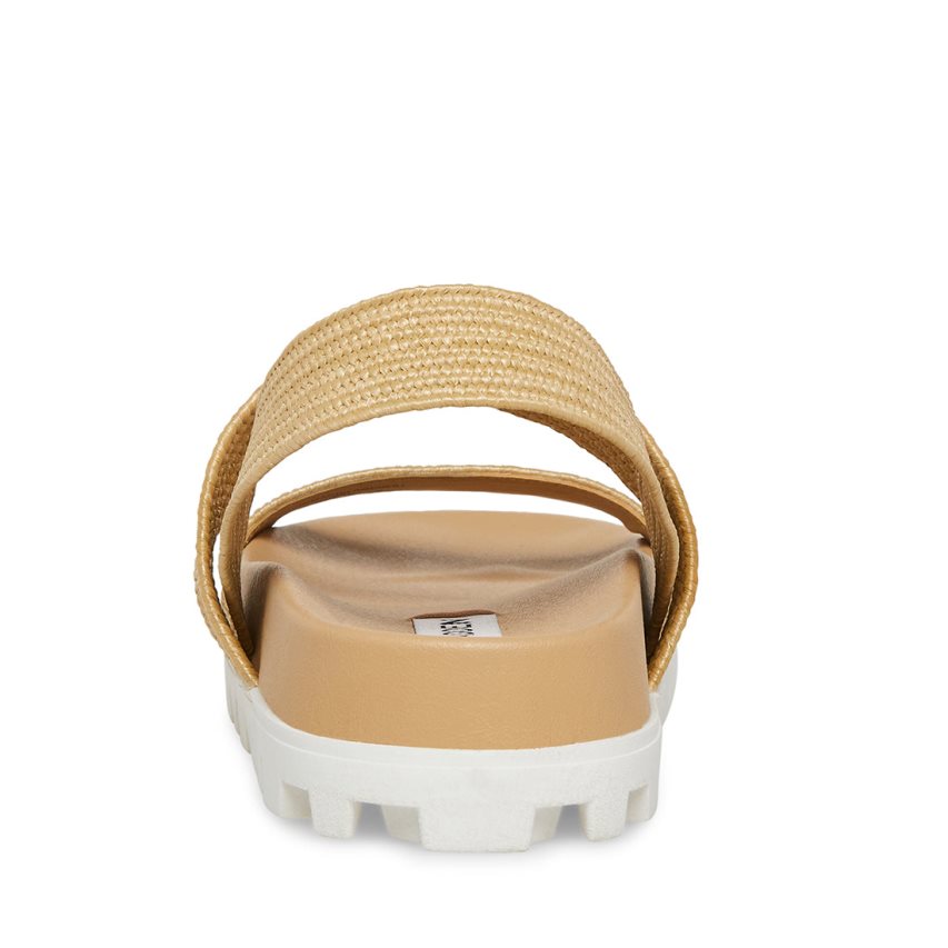 φλατ πεδιλα γυναικεια Steve Madden Landmark Raffia καφε | GR-O718OPB