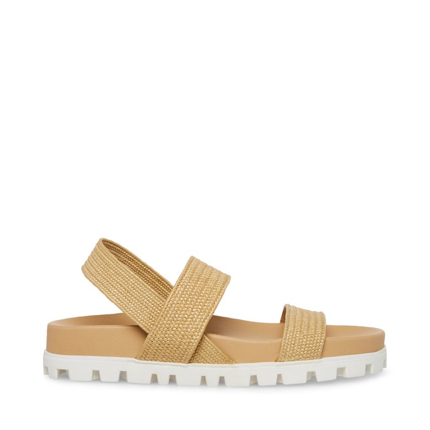 φλατ πεδιλα γυναικεια Steve Madden Landmark Raffia καφε | GR-O718OPB