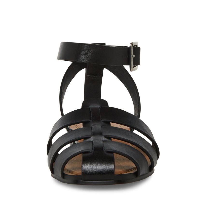 φλατ πεδιλα γυναικεια Steve Madden Media δερματινα μαυρα | GR-7354FHD
