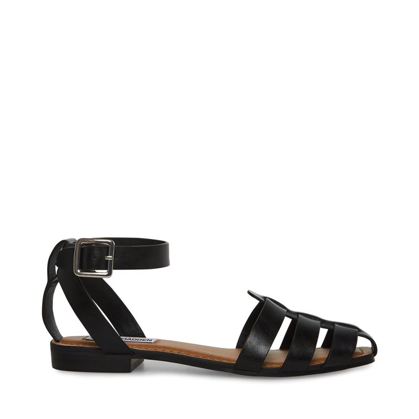 φλατ πεδιλα γυναικεια Steve Madden Media δερματινα μαυρα | GR-7354FHD