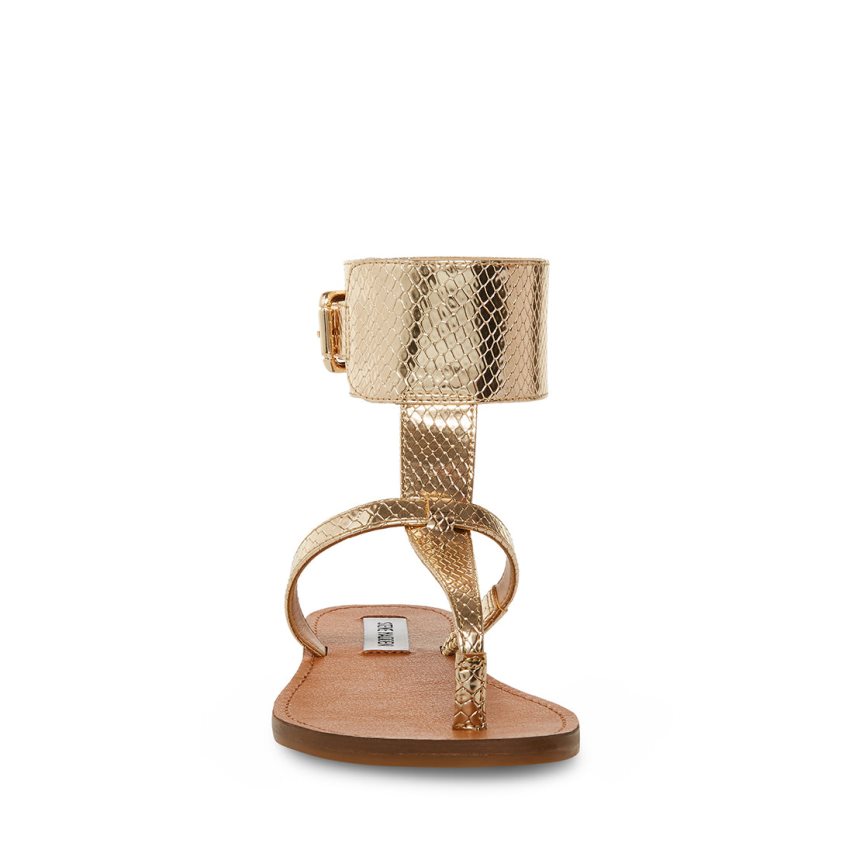 φλατ πεδιλα γυναικεια Steve Madden Rico Snake χρυσο χρωμα | GR-2369TKY