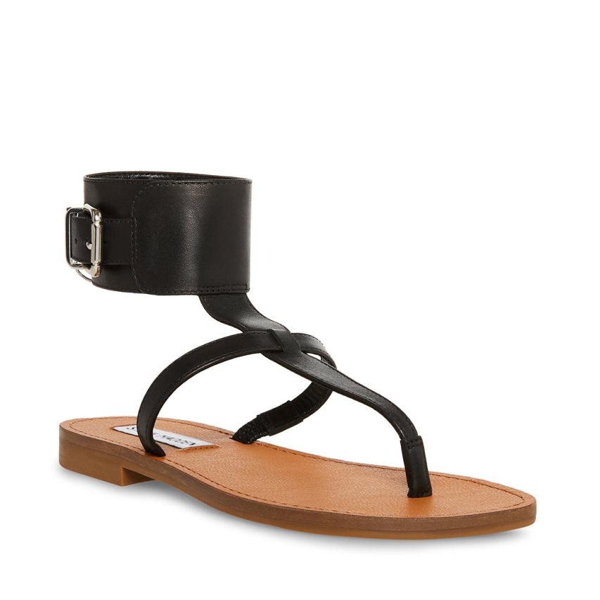 φλατ πεδιλα γυναικεια Steve Madden Rico δερματινα μαυρα | GR-8314OSU