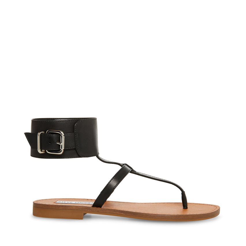 φλατ πεδιλα γυναικεια Steve Madden Rico δερματινα μαυρα | GR-8314OSU