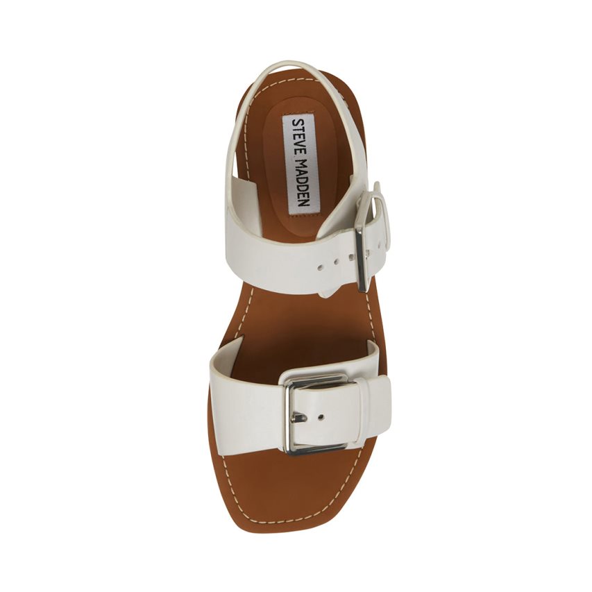 φλατ πεδιλα γυναικεια Steve Madden Santo δερματινα ασπρα | GR-3765JPT