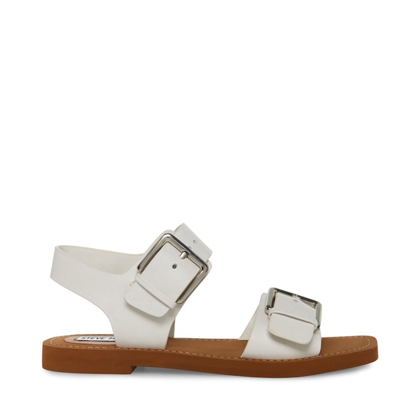 φλατ πεδιλα γυναικεια Steve Madden Santo δερματινα ασπρα | GR-3765JPT