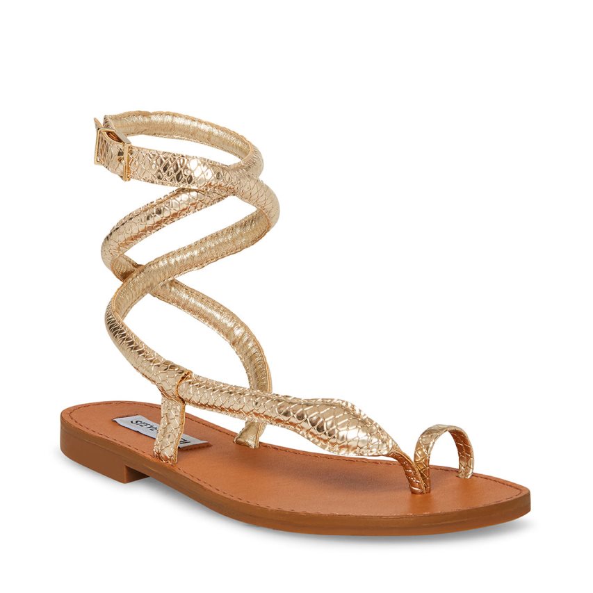 φλατ πεδιλα γυναικεια Steve Madden Scales Snake χρυσο χρωμα | GR-6158QPF