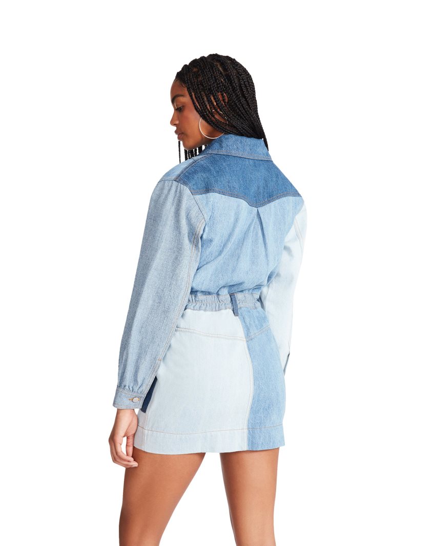 φορεμα γυναικεια Steve Madden Ryleigh Denim Fabric μπλε | GR-9513EHB