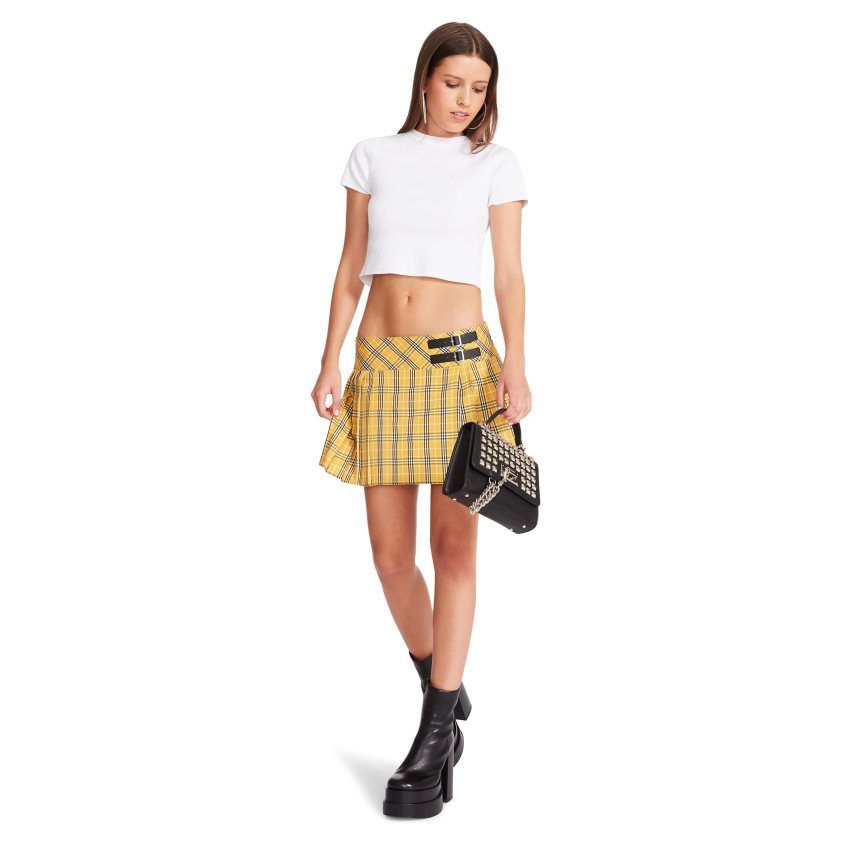 φουστεσ γυναικεια Steve Madden Cher Plaid κίτρινα | GR-8713COG