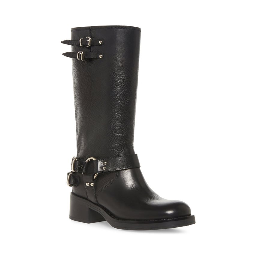 ψηλεσ μποτεσ γυναικεια Steve Madden Axelle δερματινα μαυρα | GR-3597YWX