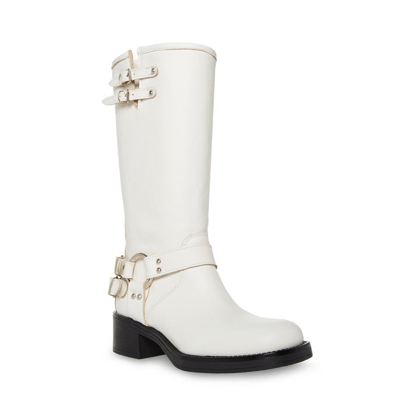 ψηλεσ μποτεσ γυναικεια Steve Madden Axelle δερματινα ασπρα | GR-365OWJQ