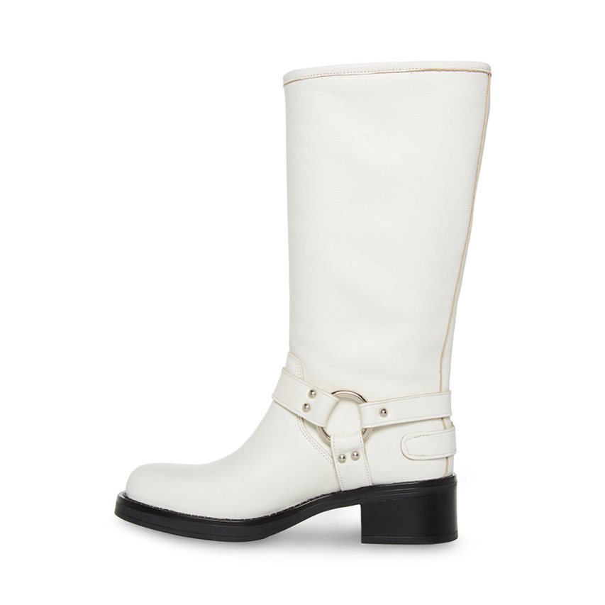 ψηλεσ μποτεσ γυναικεια Steve Madden Axelle δερματινα ασπρα | GR-365OWJQ