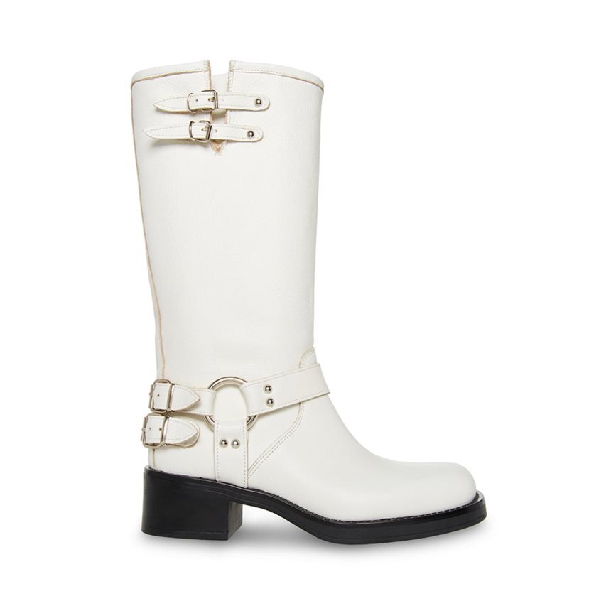 ψηλεσ μποτεσ γυναικεια Steve Madden Axelle δερματινα ασπρα | GR-365OWJQ