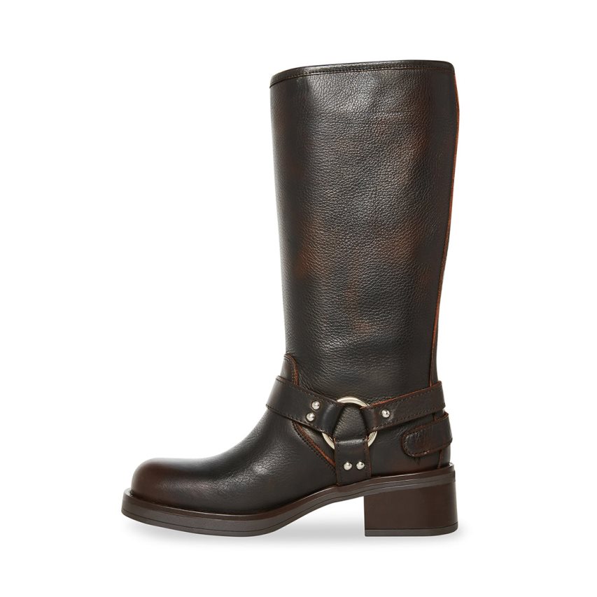 ψηλεσ μποτεσ γυναικεια Steve Madden Axelle δερματινα σκούρο καφε | GR-O137TUN