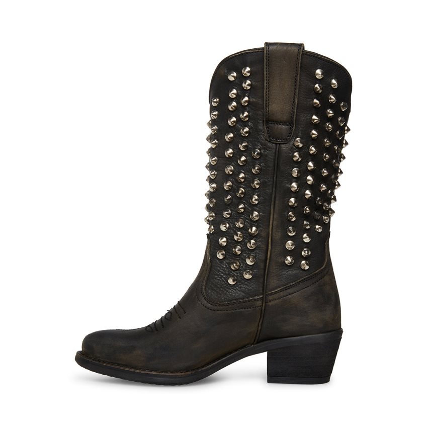 ψηλεσ μποτεσ γυναικεια Steve Madden Hayward-s Distressed μαυρα | GR-732OVXR