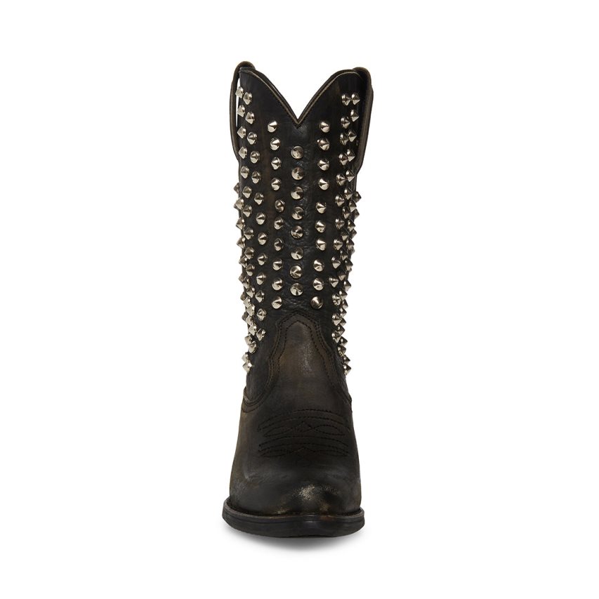 ψηλεσ μποτεσ γυναικεια Steve Madden Hayward-s Distressed μαυρα | GR-732OVXR