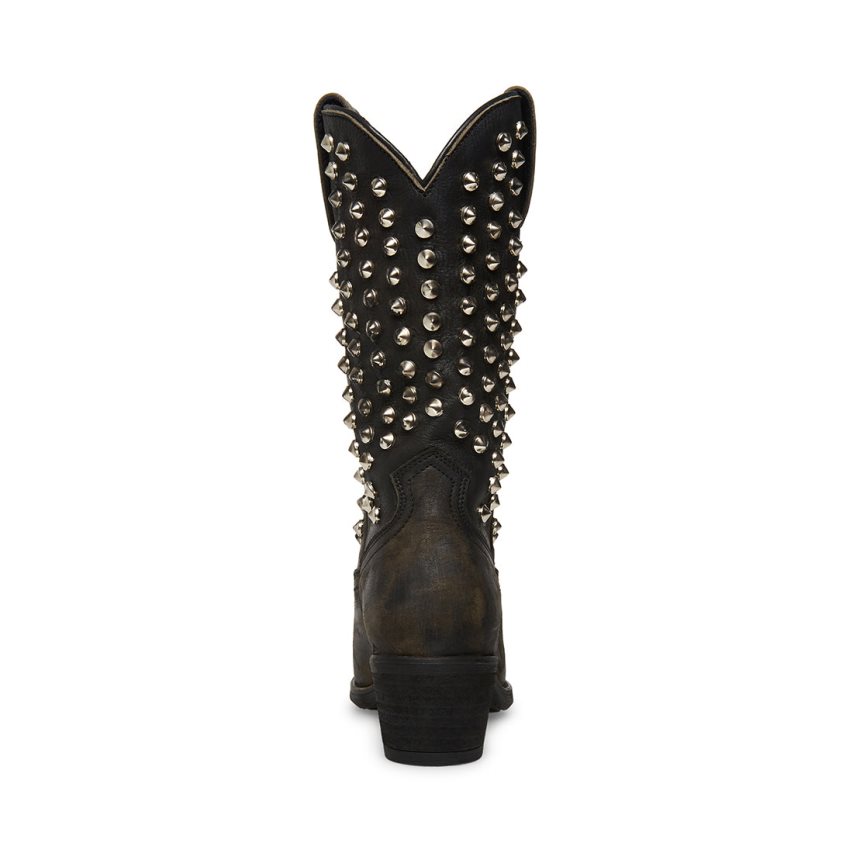 ψηλεσ μποτεσ γυναικεια Steve Madden Hayward-s Distressed μαυρα | GR-732OVXR