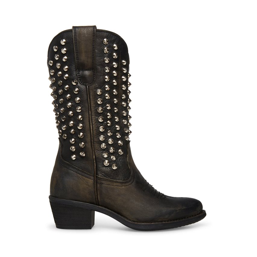 ψηλεσ μποτεσ γυναικεια Steve Madden Hayward-s Distressed μαυρα | GR-732OVXR