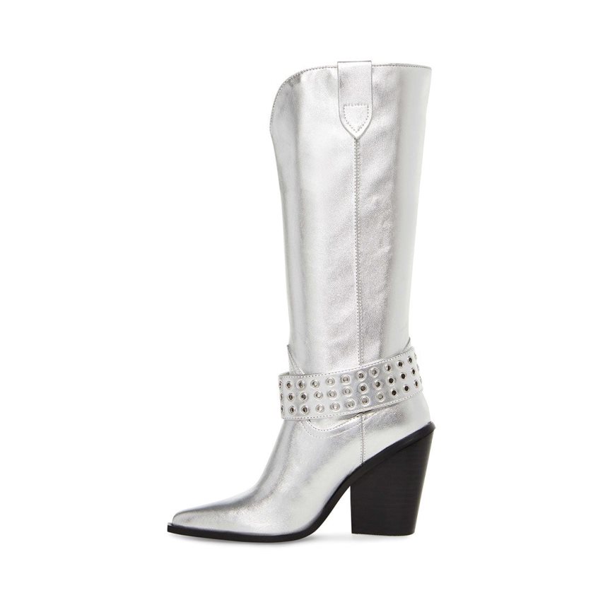 ψηλεσ μποτεσ γυναικεια Steve Madden Lennon ασημι | GR-6913VZJ
