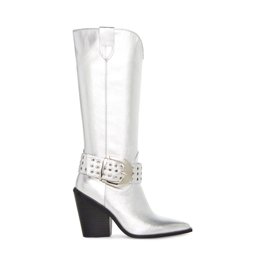 ψηλεσ μποτεσ γυναικεια Steve Madden Lennon ασημι | GR-6913VZJ