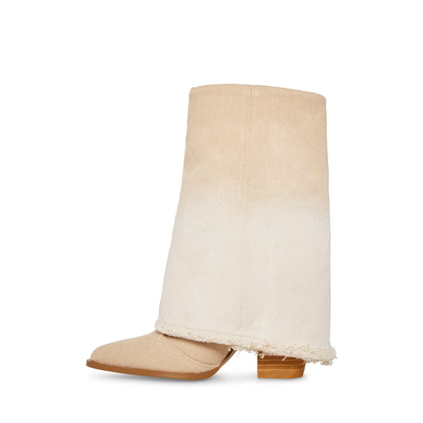 ψηλεσ μποτεσ γυναικεια Steve Madden Livvy Denim Μπεζ | GR-1239TKZ