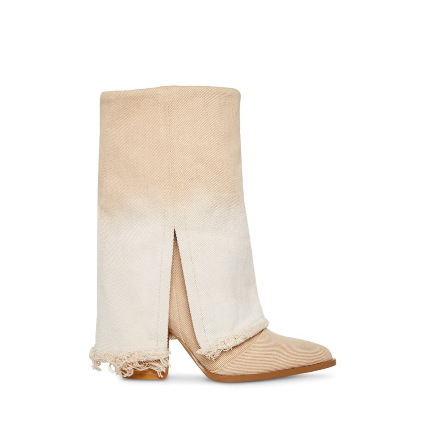ψηλεσ μποτεσ γυναικεια Steve Madden Livvy Denim Μπεζ | GR-1239TKZ
