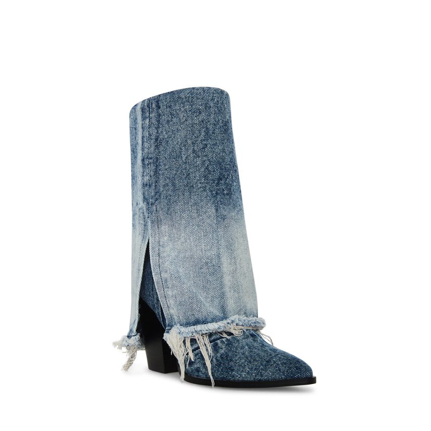 ψηλεσ μποτεσ γυναικεια Steve Madden Livvy Denim Fabric μπλε | GR-6175SHP